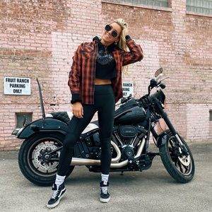 Harley Davidson Orange and Black Flannel